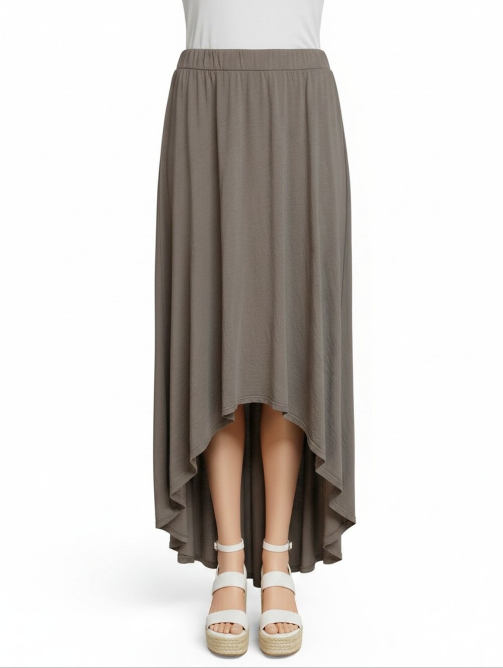 LA Made Pima Cotton High Low Maxi Skirt Size Small Taupe